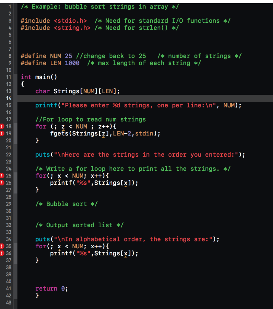 C Program: Sorts the strings of an array using bubble sort - w3resource