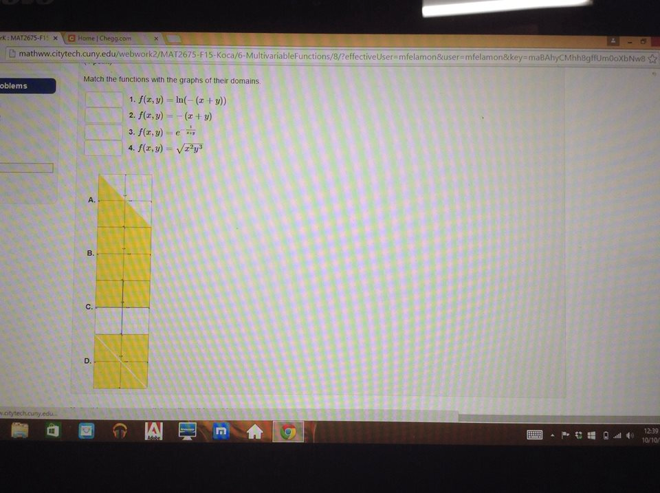 Solved Match The Functions With The Graphs Of Their Domains Chegg Com