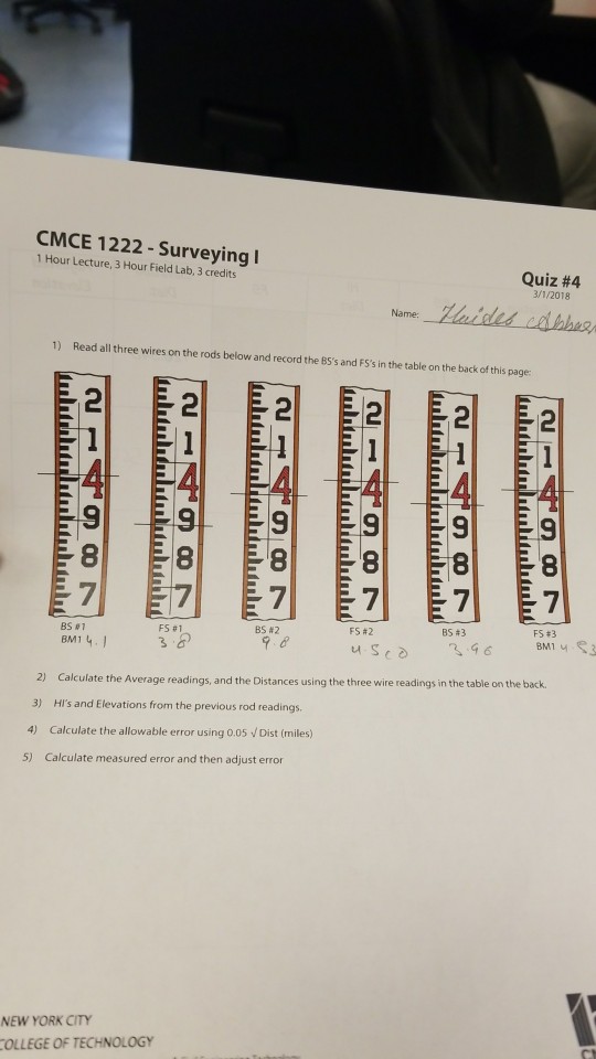 Cmce 1222 Surveying I 1 Hour Lecture 3 Hour Fie Chegg Com - cmce 1222 surveying i 1 hour lecture 3 hour field lab 3 credits