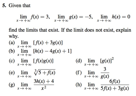 Solved 5 Given That Lim F X 3 Lim G X 5 Lim H X 0