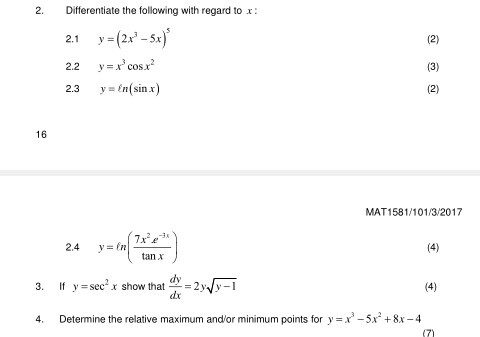 Solved Differentiate The Following With Regard To X 2 1 Chegg Com