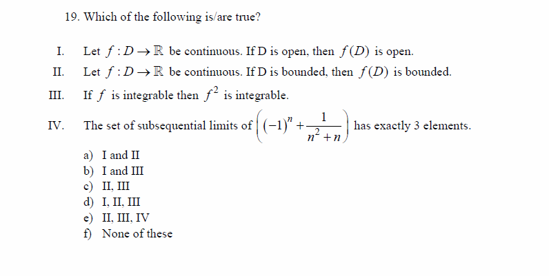 Solved Which Of The Following Is Are True I Let F D Ri Chegg Com