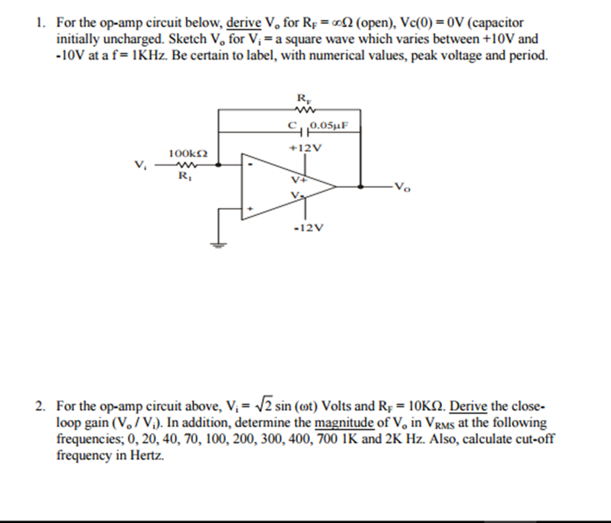 solved the circuit shown is a comparator op amp circuit u