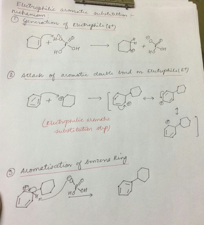 Question & Answer: Provide a reaction mechanism (with curved reaction arrows) for the electrophilic aromatic..... 1