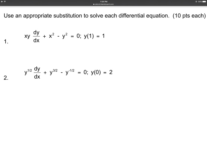 Solved Use An Appropriate Substitution To Solve Each Chegg Com