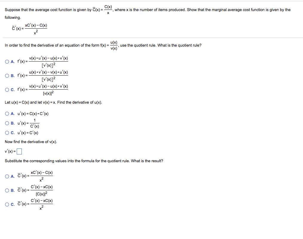 Solved Suppose That The Average Cost Function Is Given By Chegg Com