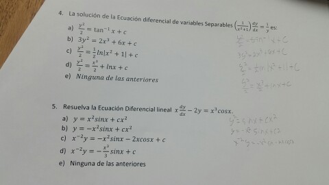 Solved La Solucion De La Ecuacion Differential De Variables Chegg Com