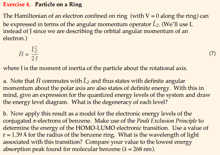 Solved The Hamiltonian Of An Electron Confined On Ring W Chegg Com