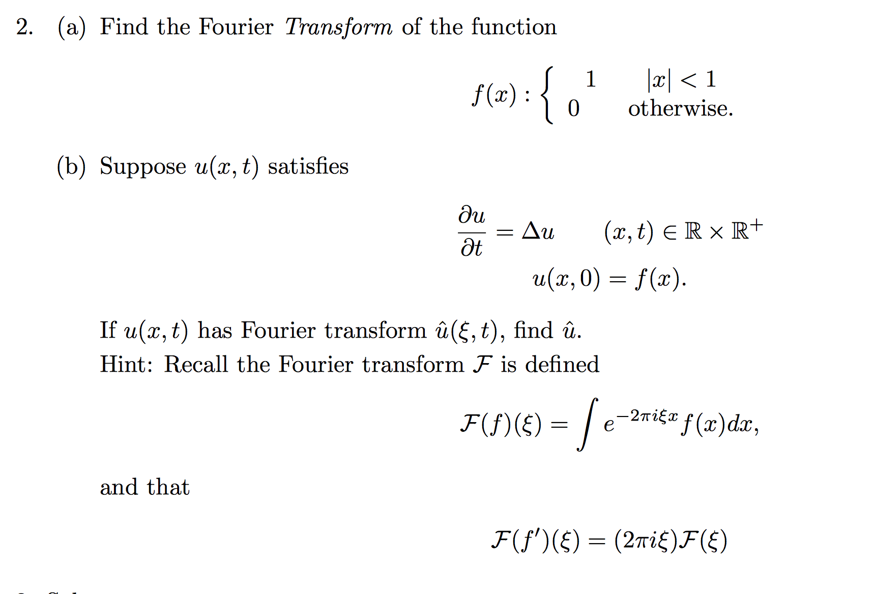 Find The Fourier Transform Of The Function F X 1 Chegg Com