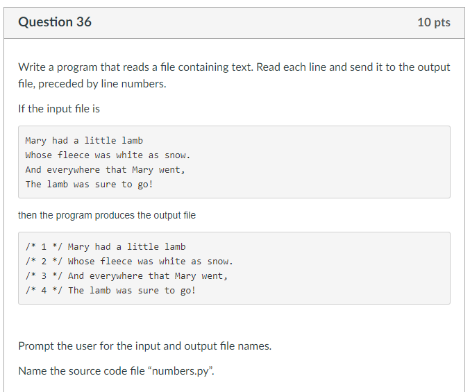 Solved Question 36 10 Pts Write A Program That Reads A File | Chegg.Com