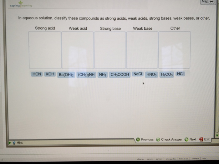 Solved In Aqueous Solution, Classify These Compounds As S