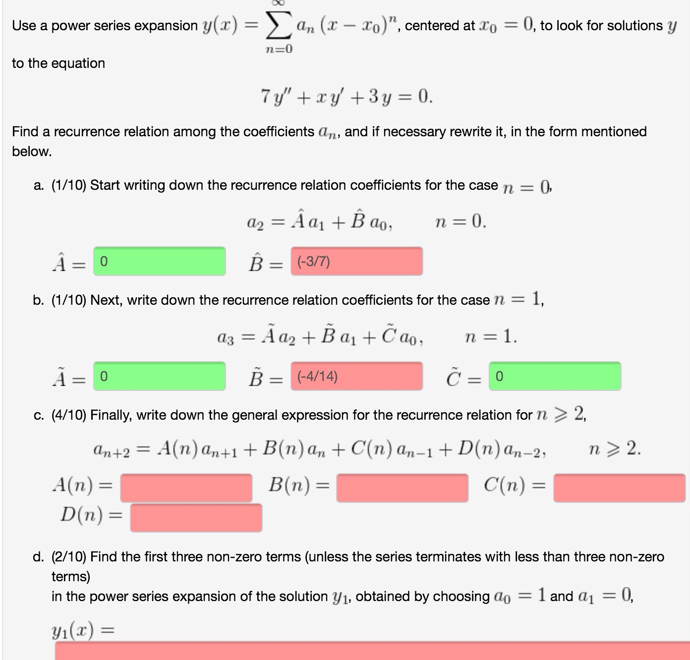 Solved Use A Power Series Expansion Y X Summation N Chegg Com