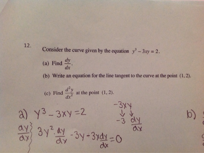 Solved Consider The Curve Given By The Equation Y 3 3xy Chegg Com