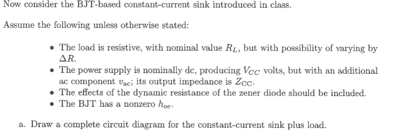 Solved Now Consider The Bjt Based Constant Current Sink I