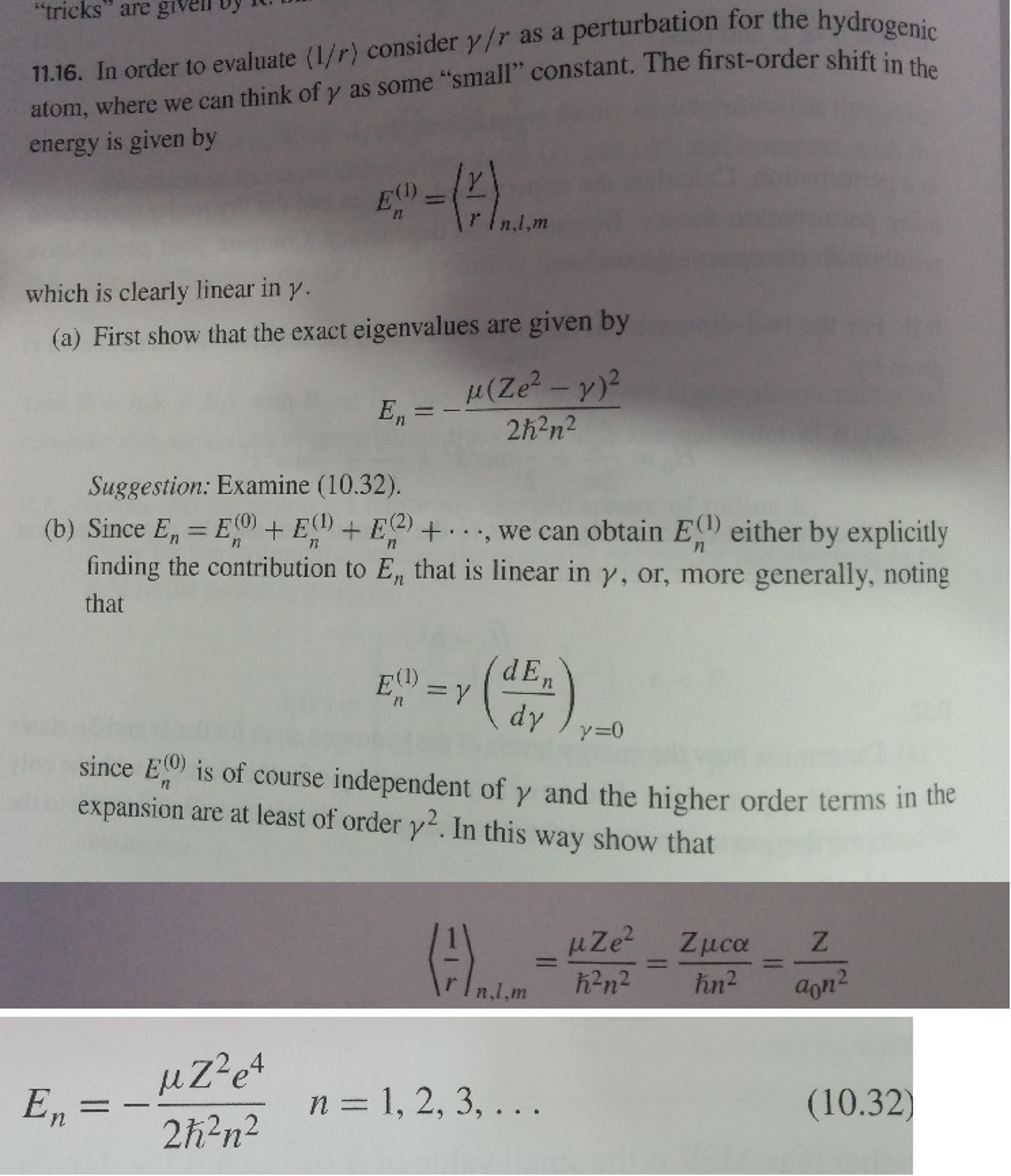 Solved Treat Gamma P 2 2 Mu As A Perturbation For The Hyd Chegg Com