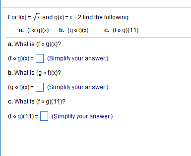 Solved For F X Gx And G X X 2 Find The Following A F Chegg Com