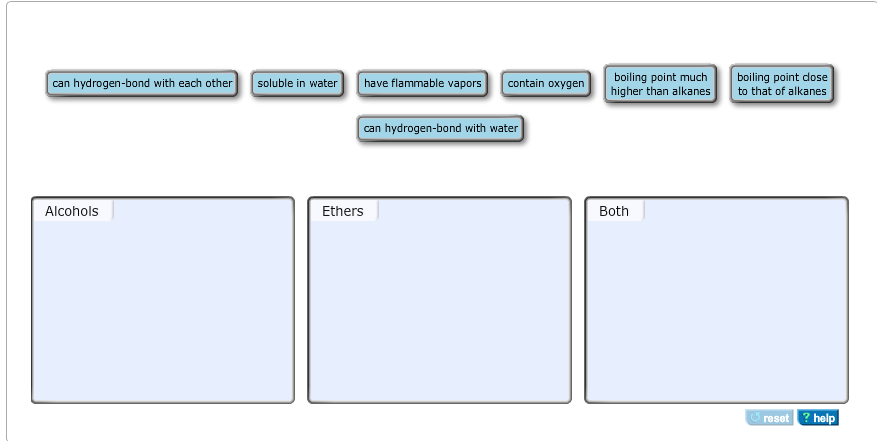 Identify Each Property As That Of Alcohols Ethers Chegg 