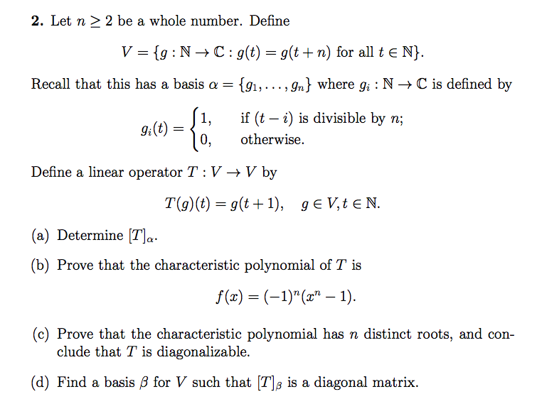 Solved 2 Let N 2 2 Be A Whole Number Define V G N Chegg Com