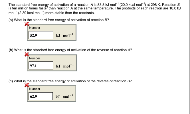 Solved The Standard Free Energy Of Activation Of A Reacti