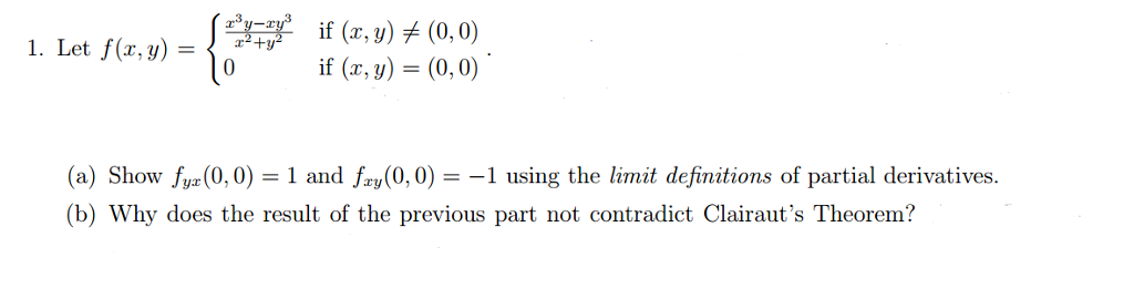 Solved Let F X Y X 3y Xy 3 X 2 Y 2 If X Y Chegg Com