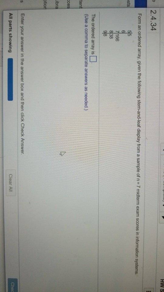 Array. Solved: An Ordered Form S 2.4.34 HW Given Follo ... The