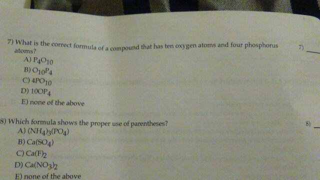What Is The Correct Formula Of A Pound That Has Chegg 