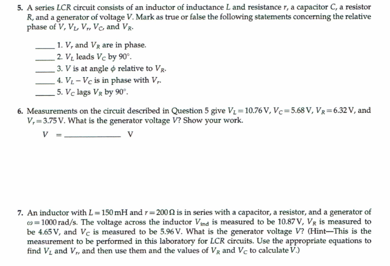 Solved 1 In A Series Rc Circuit Such As The One In Figur Chegg Com