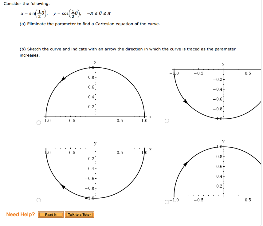 Solved Consider The Following X Sin 1 2 8 Y Chegg Com