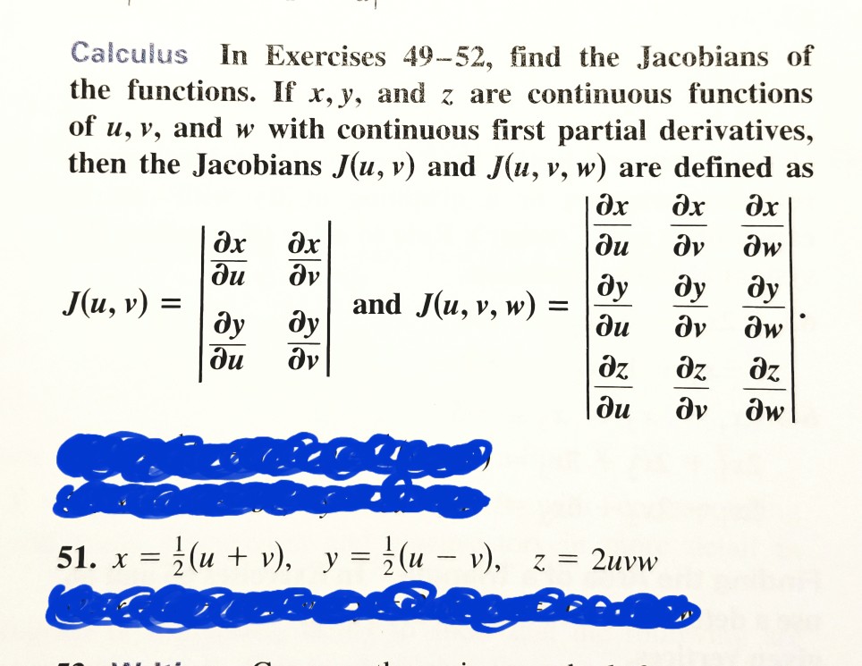 Solved Calculus In Exercises 49 52 Find The Jacobians Of Chegg Com