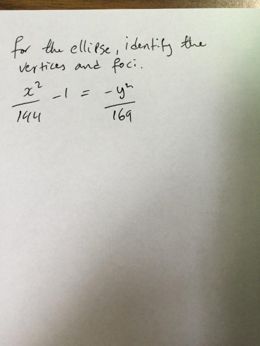 Solved For The Ellipse Identify The Vertices And Chegg Com