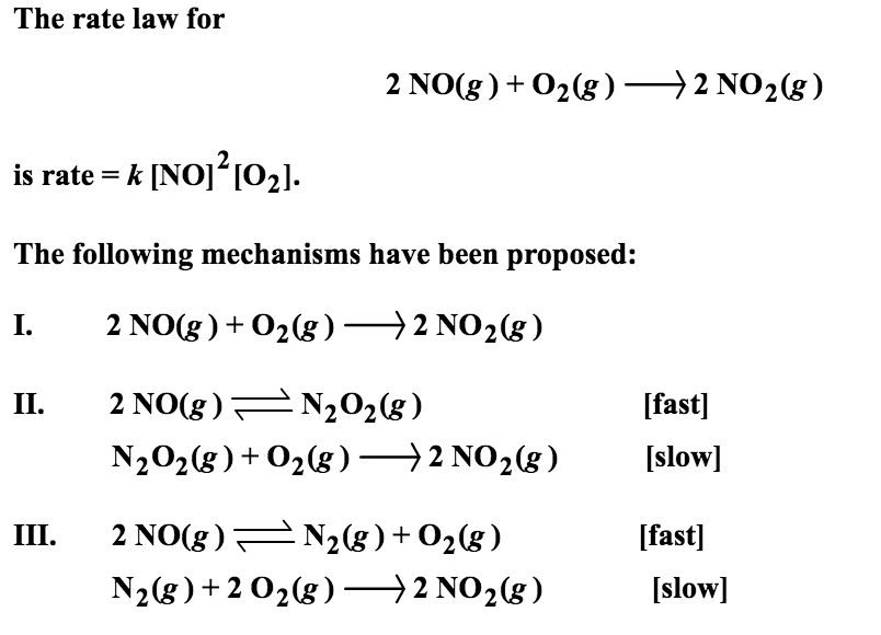 The Rate Law For 2 No G 02 G 2 No2 G Is Chegg Com