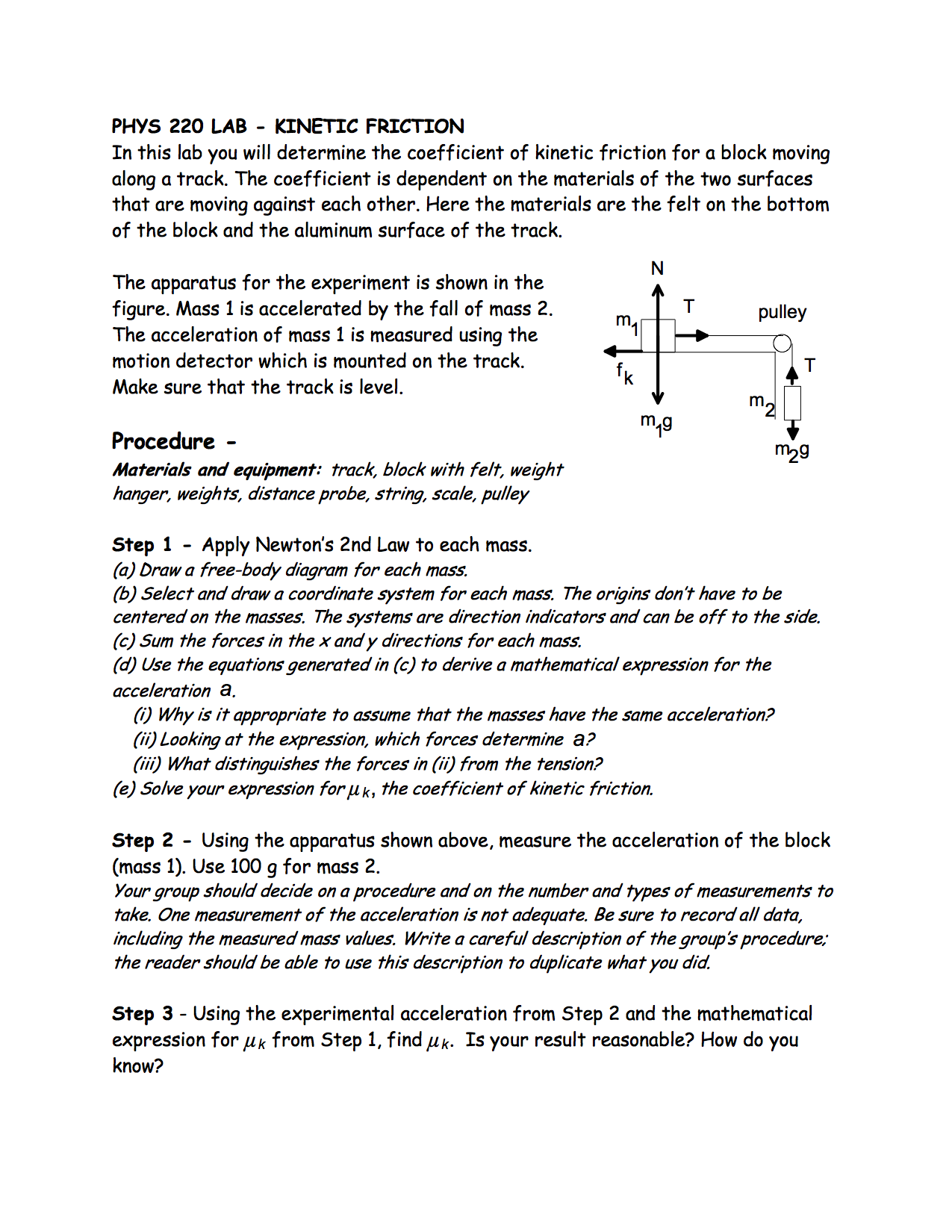 experiment to determine coefficient of friction