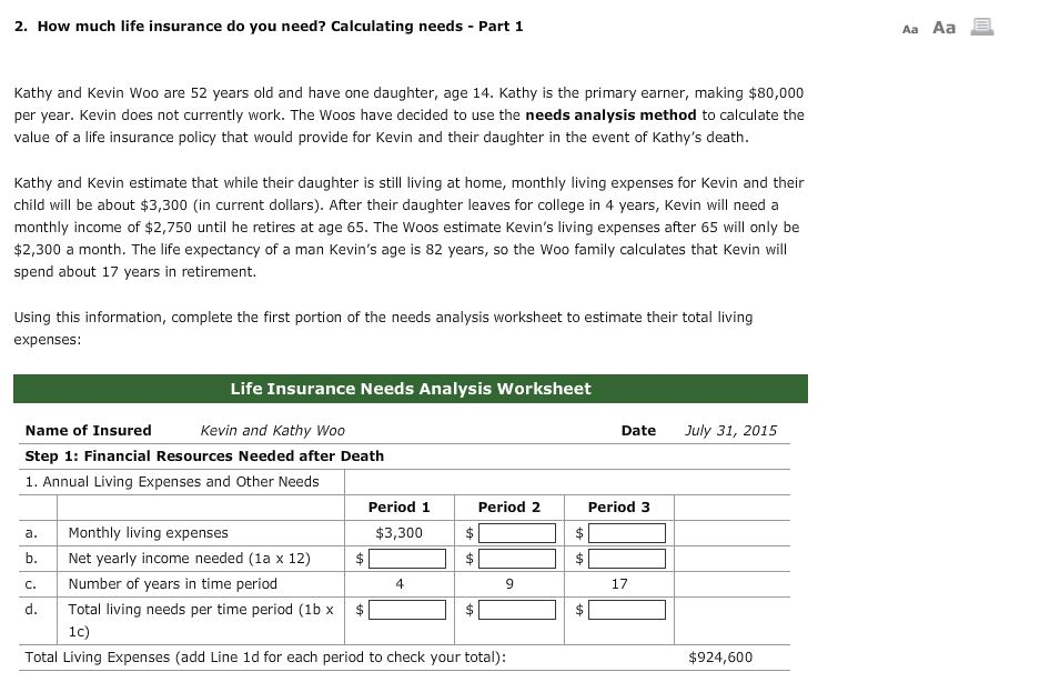 Life Insurance Needs Worksheet - Nidecmege