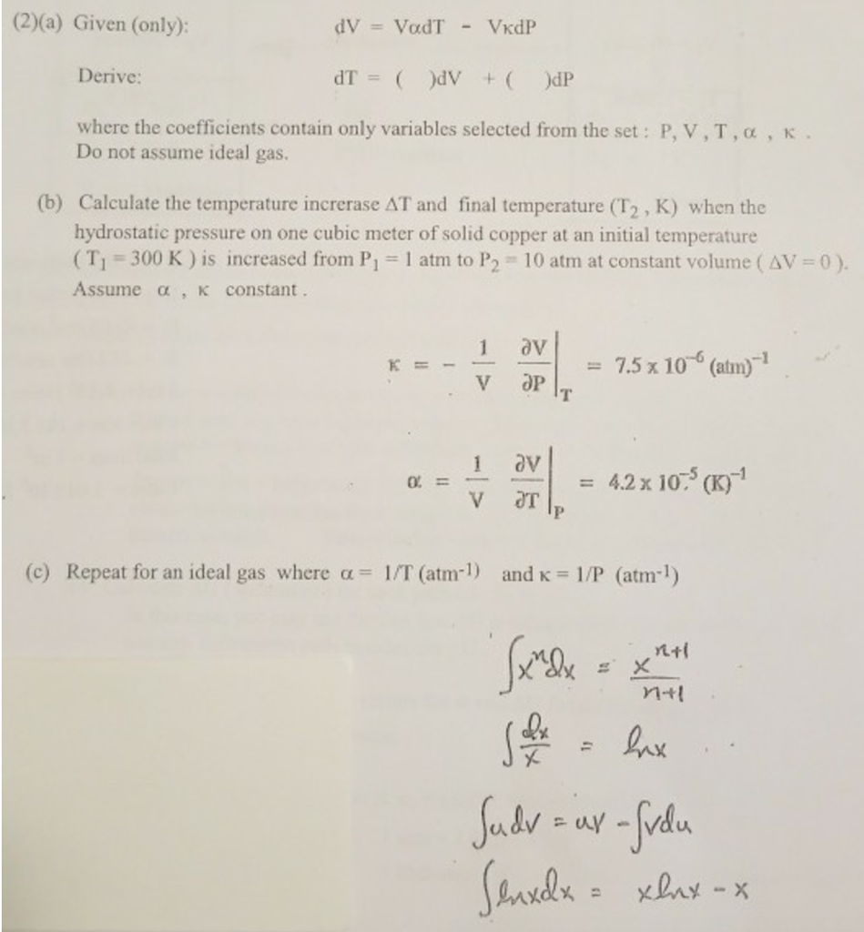 Solved Given Only Dv V Alpha Dt V K Dp Derive Dt Chegg Com