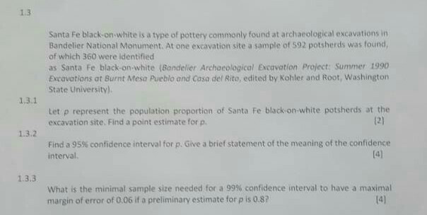 Solved 1 3 Santa Fe Black On White Is A Type Of Pottery C Chegg Com