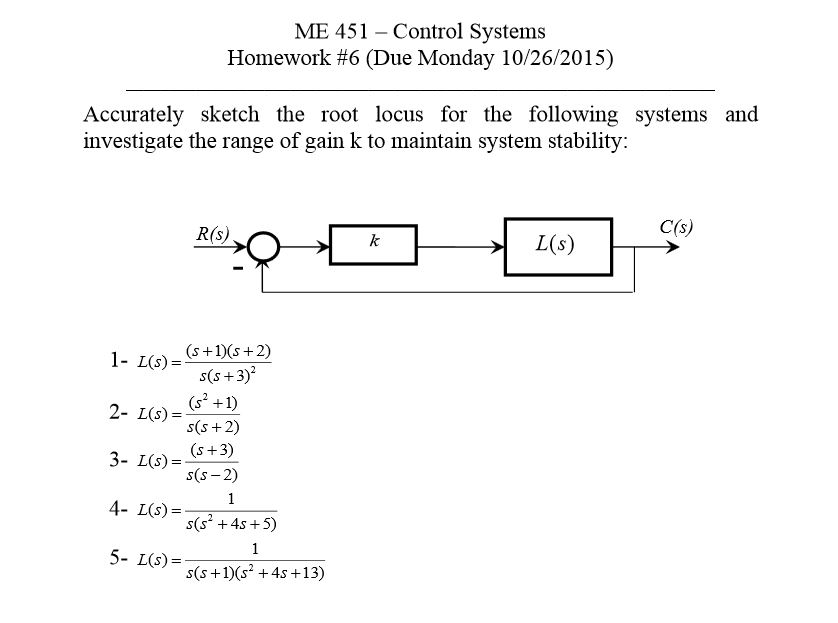 Solved Accurately Sketch The Root Locus For The Following