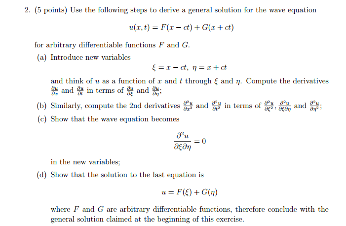 Solved 2 5 Points Use The Following Steps To Derive A Chegg Com