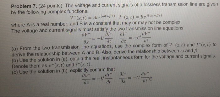 Solved The Voltage And Current Signals Of A Lossless Tran Chegg Com