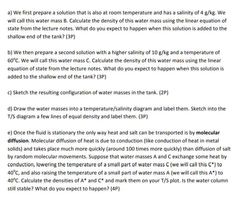 Solved Fresh Water So 0 Psu At Room Temperature To 20