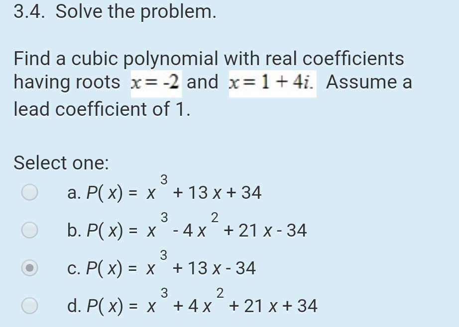 3 4 Solve The Problem Find A Cubic Polynomial With Chegg 