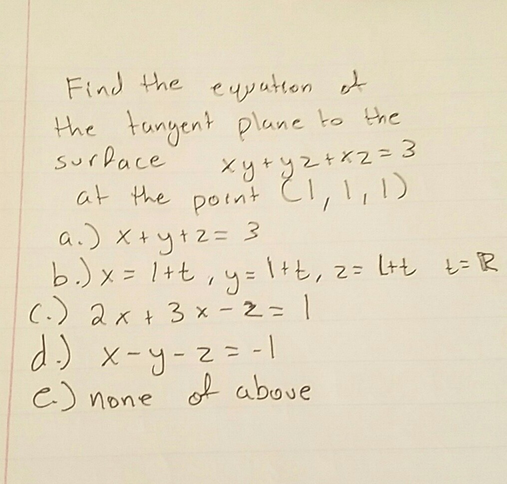 Solved Find The Equation Of The Tangent Plane To The Surface Chegg Com