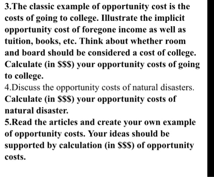 opportunity cost example