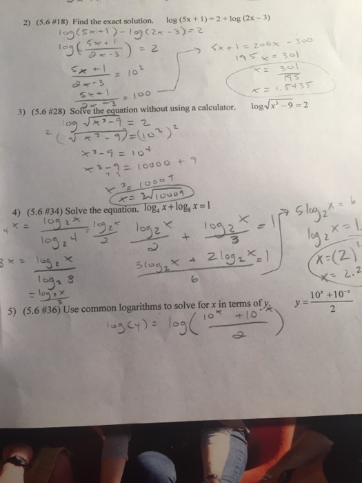 Solved Find The Exact Solution Log 5x 1 2 Log 2x Chegg Com