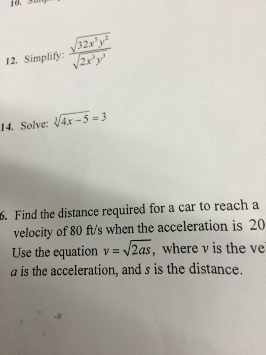 Solved 12. Simplify: square root 32x^5 y^2/2x^3 y^3 13.