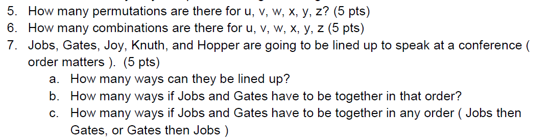 How Many Permutations Are There For U V W X Y Z Chegg Com