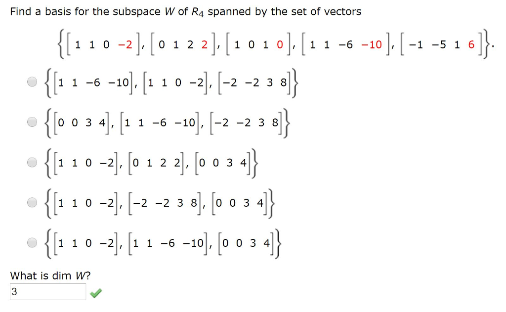 Solved Find A Basis For The Subspace W Of R4 Spanned By T