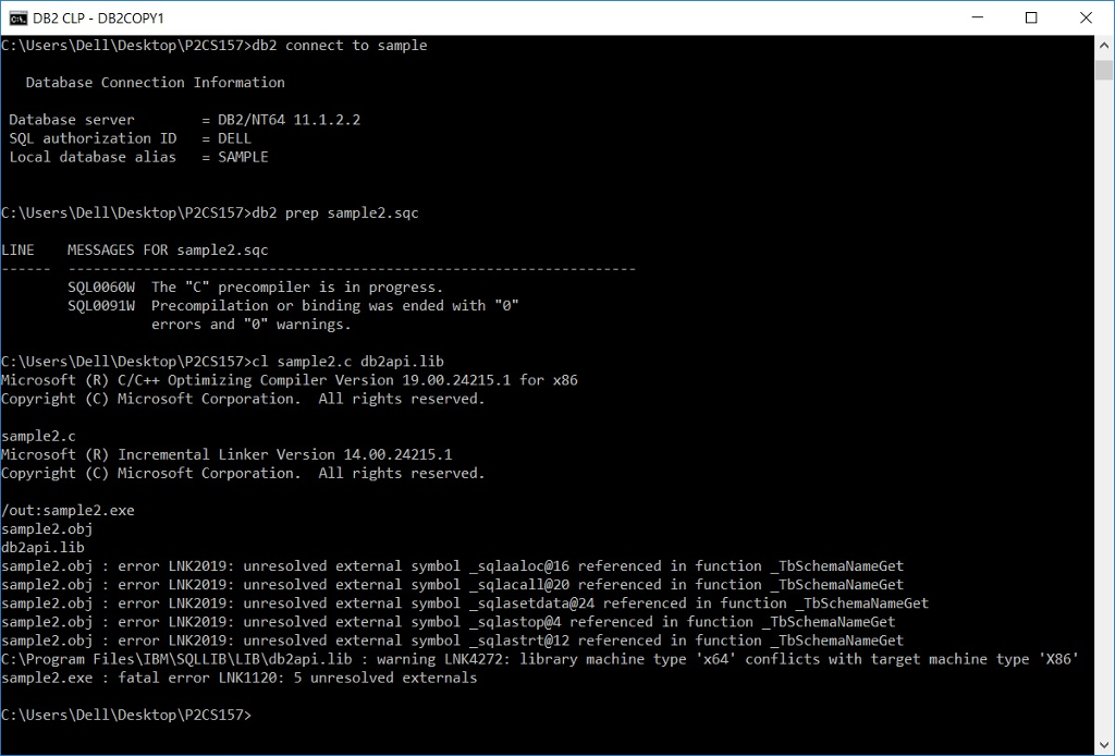 Db2 Compile C Program With Embedded Sql In Windows Chegg Com