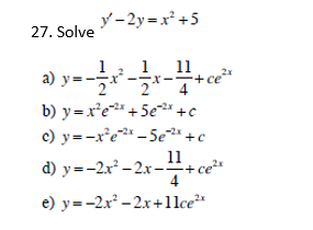 Solved Solve Y 2y X 2 5 A Y 1 2x 2 1 2x 11 Chegg Com
