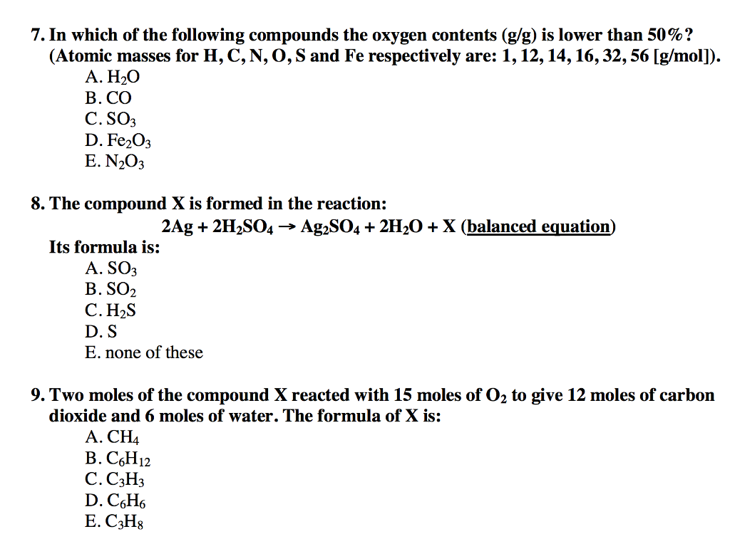 Solved 7 In Which Of The Following Compounds The Oxygen Chegg Com