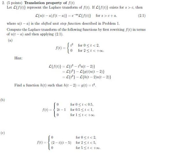 Solved Let Lf T Represent The The Laplace Transform Of F Chegg Com